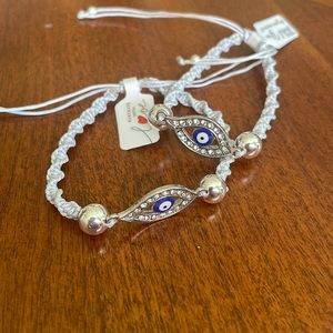 grey evil eye adjustable bracelet